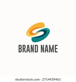 Logotipo dinámico de la letra 's' entrelazada con Formas fluidas de color naranja y verde azulado para un diseño moderno.