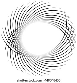 Dynamic irregular lines forming a circle element. Geometric shape made of bent lines