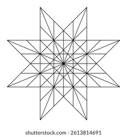 Dynamic islamic geometric star construction - eight-pointed pattern with overlapping linesfrom Damascus and Kairouan art