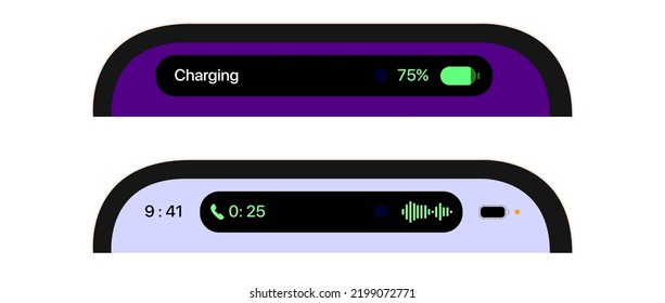 Dynamic Island, Phone Status Bar, Vector Icon Isolated Editable Illustration