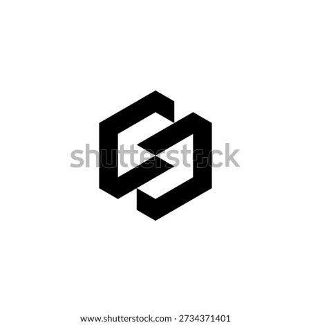 Dynamic isometric links creating a futuristic, high-tech S symbol. Elegant, sharp, and innovative.