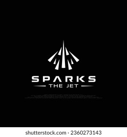 Logotipo Dinámico Inspirado en Jet con energía de destello. Ignora la identidad de tu marca con este atractivo diseño de logotipo, donde las chispas salen volando en forma de chorro. Dinámico y lleno de energía.