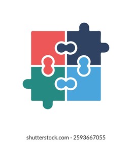 Dynamic jigsaw puzzle icon designed for entertainment.