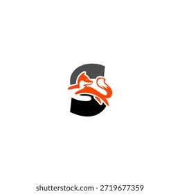 Silueta dinámica de zorro saltador con fondo de alfabeto S, que expresa agilidad, inteligencia y movimiento. Perfecto para marcas deportivas, logotipos creativos y diseño de Vector audaz