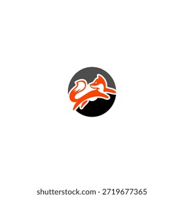 Silueta de zorro saltador dinámico con fondo de alfabeto O, que expresa agilidad, inteligencia y movimiento. Perfecto para marcas deportivas, logotipos creativos y diseño de Vector audaz