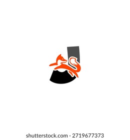 Dynamic jumping fox silhouette with alphabet J background, expressing agility, intelligence, and motion. Perfect for sports brands, creative logos, and bold vector design