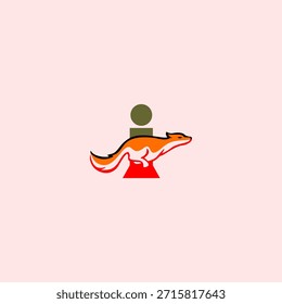 Silueta dinámica de zorro saltador combinada con el logotipo de Letter i, que simboliza agilidad, inteligencia y velocidad. Ideal para marcas modernas, mascotas, logotipos creativos e identidad de Vector limpia