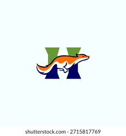 Silueta dinámica de zorro saltador combinada con el logotipo de la letra H, que simboliza la agilidad, la inteligencia y la velocidad. Ideal para marcas modernas, mascotas, logotipos creativos e identidad de Vector limpia