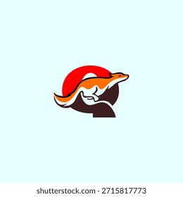 Silueta dinámica de zorro saltador combinada con el logotipo de la letra Q, que simboliza la agilidad, la inteligencia y la velocidad. Ideal para marcas modernas, mascotas, logotipos creativos e identidad de Vector limpia