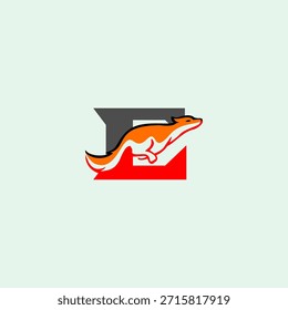 Dynamic jumping fox silhouette combined with Letter E logo, symbolizing agility, intelligence, and speed. Ideal for modern branding, mascots, creative logos, and clean vector identity