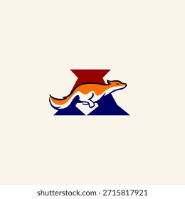 Silueta dinámica de zorro saltador combinada con el logotipo de la letra A, que simboliza la agilidad, la inteligencia y la velocidad. Ideal para marcas modernas, mascotas, logotipos creativos e identidad de Vector limpia