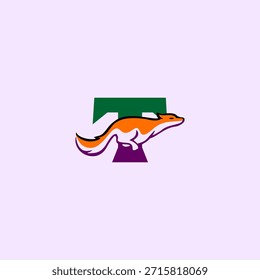 Silueta dinámica de zorro saltador combinada con el logotipo de la letra T, que simboliza agilidad, inteligencia y velocidad. Ideal para marcas modernas, mascotas, logotipos creativos e identidad de Vector limpia
