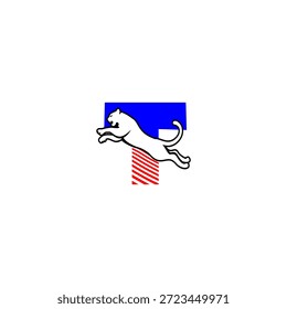 Dynamische springende Tiger Silhouette mit Letter T Hintergrund Logo, Ausdruck von Geschwindigkeit, Stärke und Aggression. Ideal für Sport-Branding und kühne Identitäten