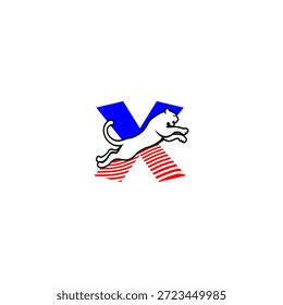 Dynamic jumping tiger silhouette with Letter X background logo, expressing speed, strength, and aggression. Ideal for sports branding and bold identities