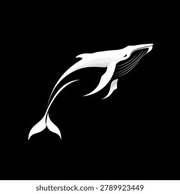 Dynamic jumping whale illustration for nautical and ocean-themed projects. This elegant minimalist design brings a sense of freedom and nature to any project.