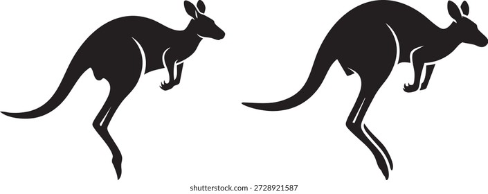 Dynamisches Känguru-Sprung-Vektorgrafik-Set: Australian Wildlife Animal Silhouetten für Sport und Reisen