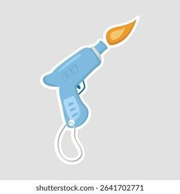 Dynamic Kitchen Blow Torch Sticker. Vibrant vector illustration of a kitchen blow torch with flame, ideal for culinary uses like searing and caramelizing