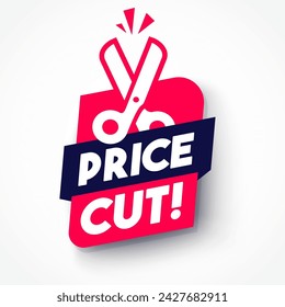 Dynamic Label With Scissors And Text Price Cut