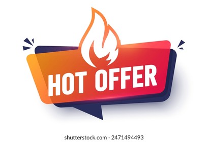 Etiqueta Dinámica Con Texto Hot Offer E Icono De Llama