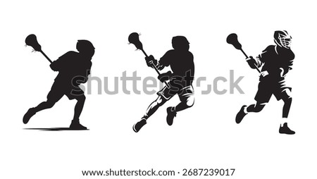 Dynamic Lacrosse Player Silhouette Vector Illustration for Sports Design and Team Branding