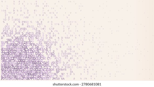 A dynamic lateral distribution of binary symbols that transitions from dense clusters to light remnants. This composition creates a professional sense of data migration and informational flow across a clean white space.