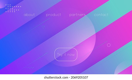 Diseño dinámico. Página de aterrizaje ondulado. Geometría comercial. Fondo plano de neón. Forma líquida. Papel de moda. Pancarta violeta brillante. Elemento digital. Diseño dinámico de magenta