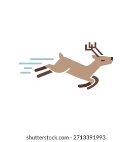 Dynamic Leaping Reindeer Vector Illustration - Action Pose for Holidays