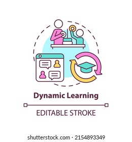 Dynamic learning concept icon. Innovations and technology. Education trend abstract idea thin line illustration. Isolated outline drawing. Editable stroke. Arial, Myriad Pro-Bold fonts use