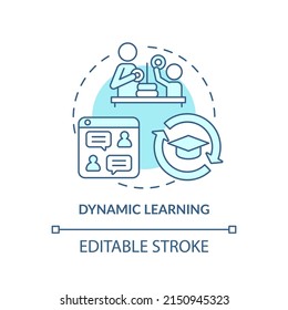 Dynamic learning turquoise concept icon. Innovations and technology. Education trend abstract idea thin line illustration. Isolated outline drawing. Editable stroke. Arial, Myriad Pro-Bold fonts use