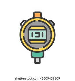 Dynamic LED Stopwatch Icon. Design of Fitness and Gym Icons.