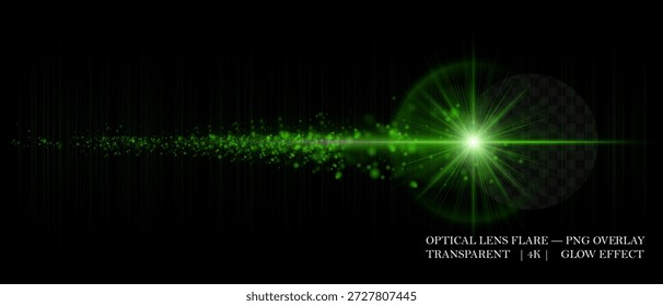 Destello dinámico de la lente con partículas de polvo brillantes y haz Horizontal fuerte. Ideal para superposiciones digitales, imágenes de ciencia ficción y Diseños gráficos de movimiento.