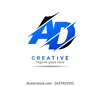 Dynamic letter AD initial alphabet logo. AD letter logo for company brand identity, travel, logistics, business logo template