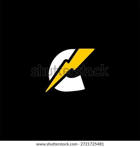 Dynamic letter C logo combined with a lightning bolt symbol. Modern vector for electric vehicle (EV) tech, renewable power, and energy startup branding