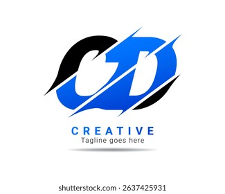 Dynamic letter CD initial alphabet logo. CD letter logo for company brand identity, travel, logistics, business logo template