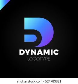 Dynamic Letter D Logo In Negative Space Icon Design Template Elements