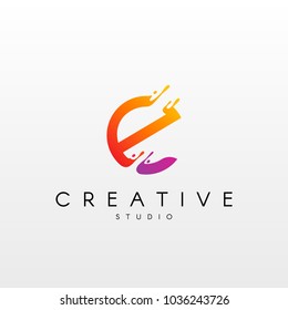 Dynamic Letter E Logo. Logo Design with Dynamic Splash Liquid.