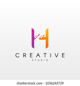 Dynamic Letter H Logo. Logo Design with Dynamic Splash Liquid.