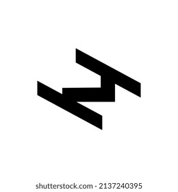 dynamic letter h m monogram flat abstract logo