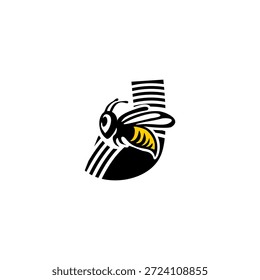 Logotipo dinámico de la letra J integrado con un aguijón de abeja afilado y silueta de ala. Vector agresivo y minimalista para los servicios de entrega, las empresas de seguridad y la marca de equipos deportivos.