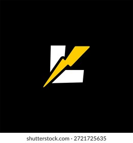 Dynamischer Buchstabe L Logo kombiniert mit einem Blitzschlagsymbol. Moderner Vektor für Elektrofahrzeug (EV) Technologie, erneuerbare Energie und Energie-Startup-Branding