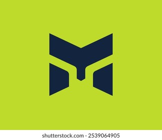 Stilvolles geometrisches Logo mit kräftigen, dunklen Formen auf einem auffälligen, limigrünem Hintergrund. Perfekt für Branding, Grafikdesign oder zeitgenössische Business Identity Konzepte.