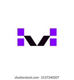 dynamic letter monogram h v flat abstract logo