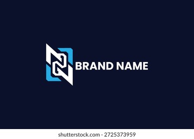 O logotipo abstrato da letra dinâmica n construído a partir de formas angulares afiadas entrelaçadas em branco e azul claro contra o fundo escuro sugere a tecnologia da velocidade ou marca de jogo competitiva