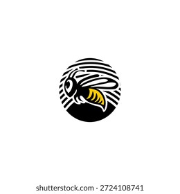 Letra dinâmica O logotipo integrado com um ferrão de abelha afiada e silhueta de asa. Vetor minimalista agressivo para serviços de entrega, empresas de segurança e branding de equipes esportivas.