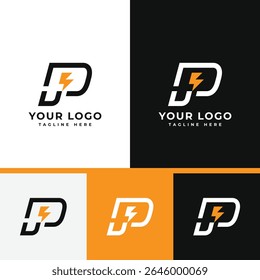 Dynamic Letter P Lightning Bolt Logo