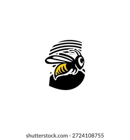 Letra dinâmica S logotipo integrado com um ferrão de abelha afiada e silhueta de asa. Vetor minimalista agressivo para serviços de entrega, empresas de segurança e branding de equipes esportivas.