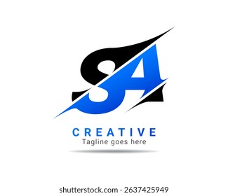 Dynamic letter SA initial alphabet logo. SA letter logo for company brand identity, travel, logistics, business logo template