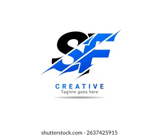 Dynamic letter SF initial alphabet logo. SF letter logo for company brand identity, travel, logistics, business logo template