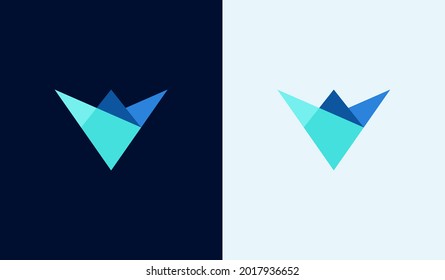 Dynamic letter v logo, origami v logo
