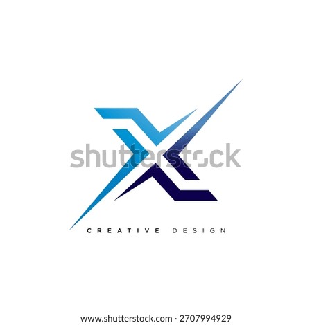 dynamic letter X logo with blue colors